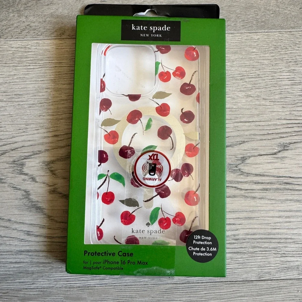 Kate Spade iPhone 16 Pro Max‎ Case MagSafe Cherry Print Protective Cover Clear